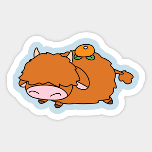 Orange Fruit Highland Cow Sticker